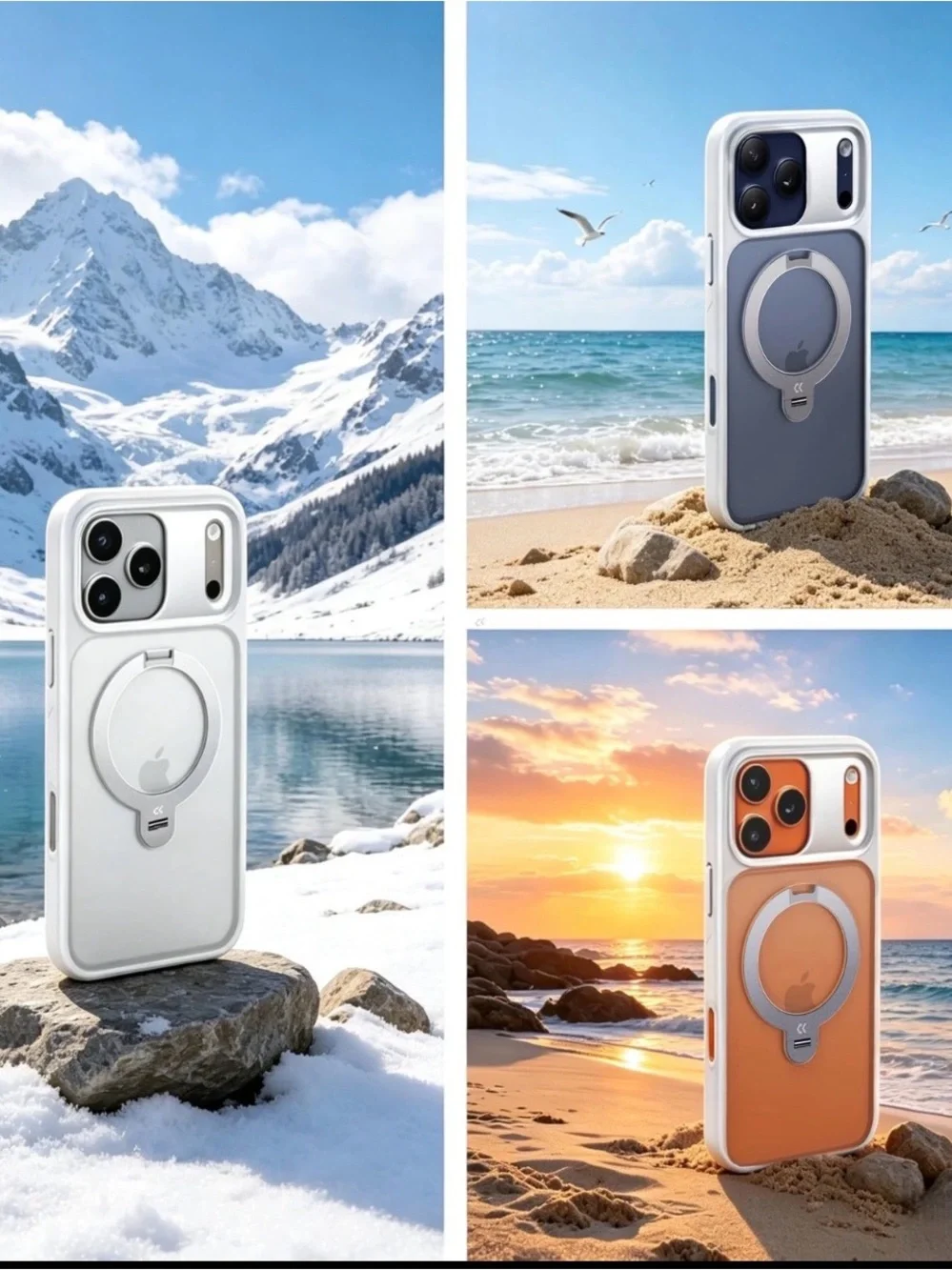 White Magnetic Ring Mount Phone Case for iPhone